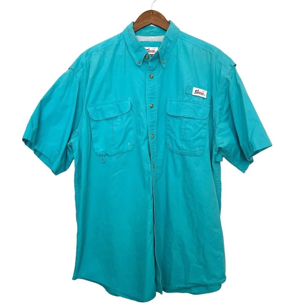 World Wide Sportsman Vented Button Shirt Size‎ XXL Fishing Outdoor Blue